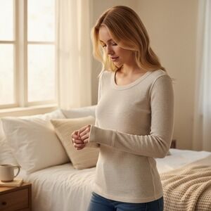 Cashmere Women Sweater Long Sleeve Crew Ivory S Balletcore Loungewear Scandigirl